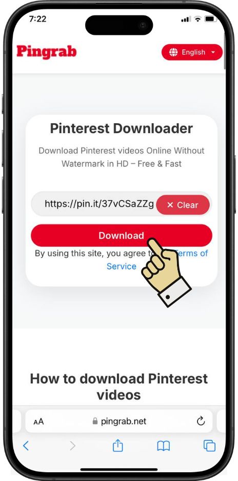 Paste the link into Pingrab